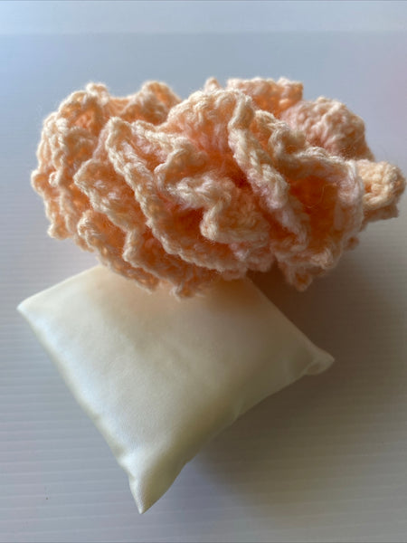 Hair Scrunchie Crochet Handmade Elastised Full Ruffled Peach Pastal Soft summer