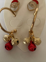 Christmas Twin Pierced Earring Set Santa Studs & Bauble Hoops  Gold Plate