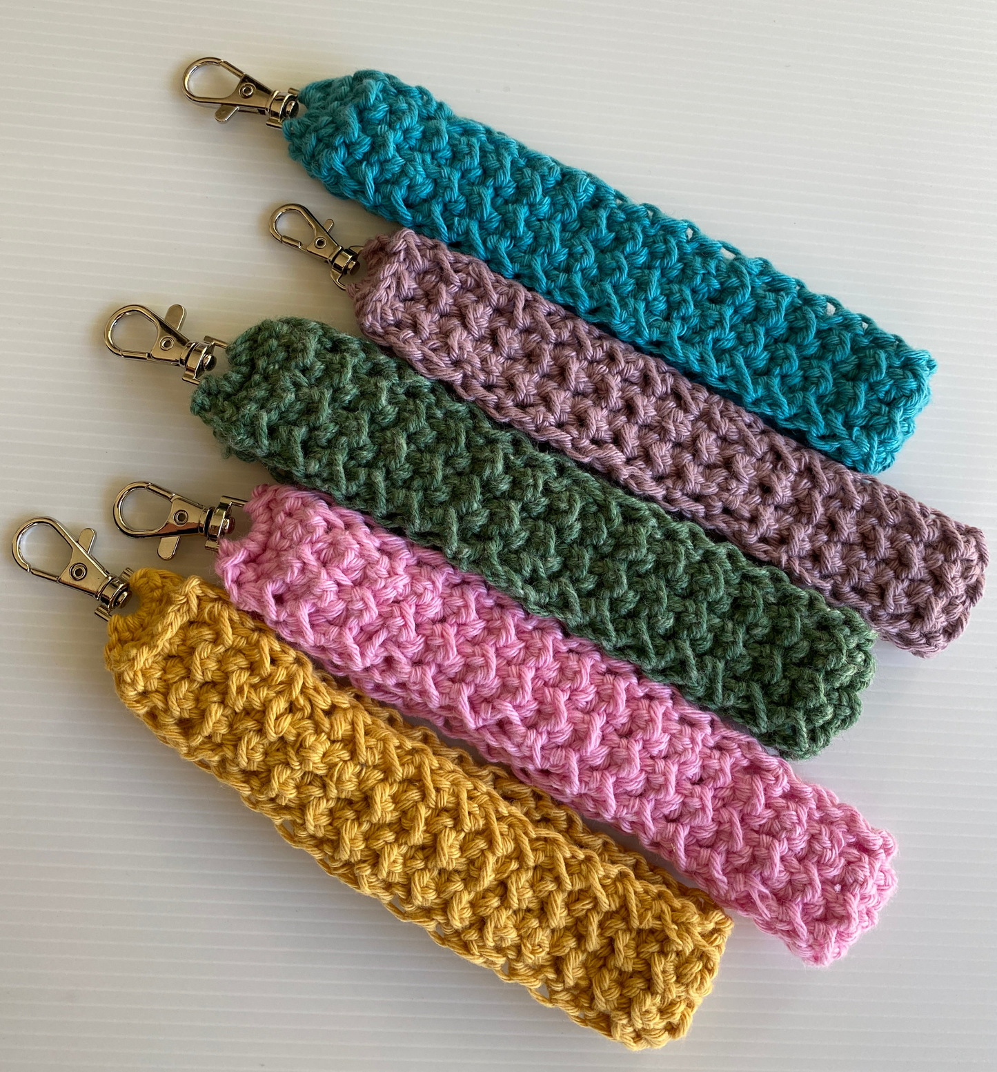 Crochet Wristlets Handmade assorted colours ideal for keys, coin purse etc