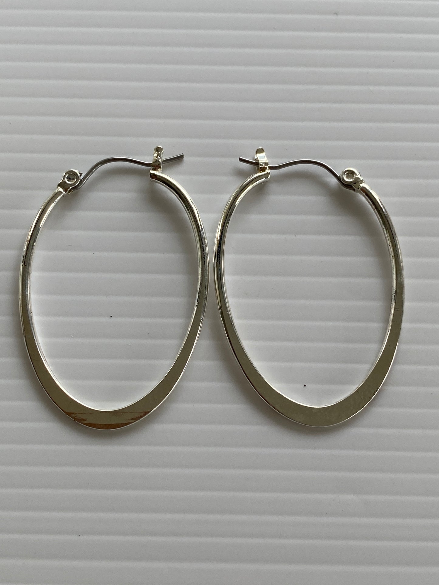 Oval Dangle Drop Pierced Earrings Silver Plate