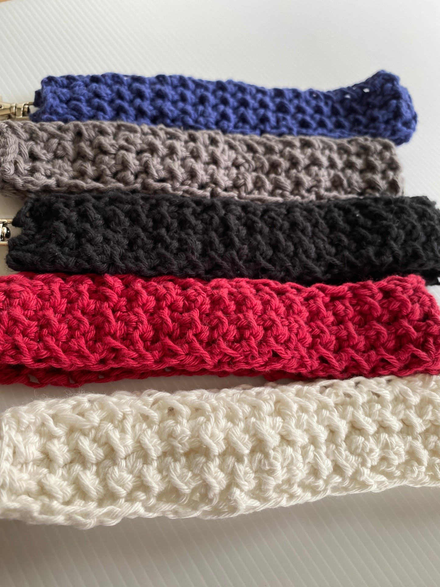 Crochet Wristlets Handmade assorted colours ideal for keys, coin purse etc