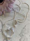 Crystal Clear Heart Pendant on Silver Plate Snake Chain Necklace