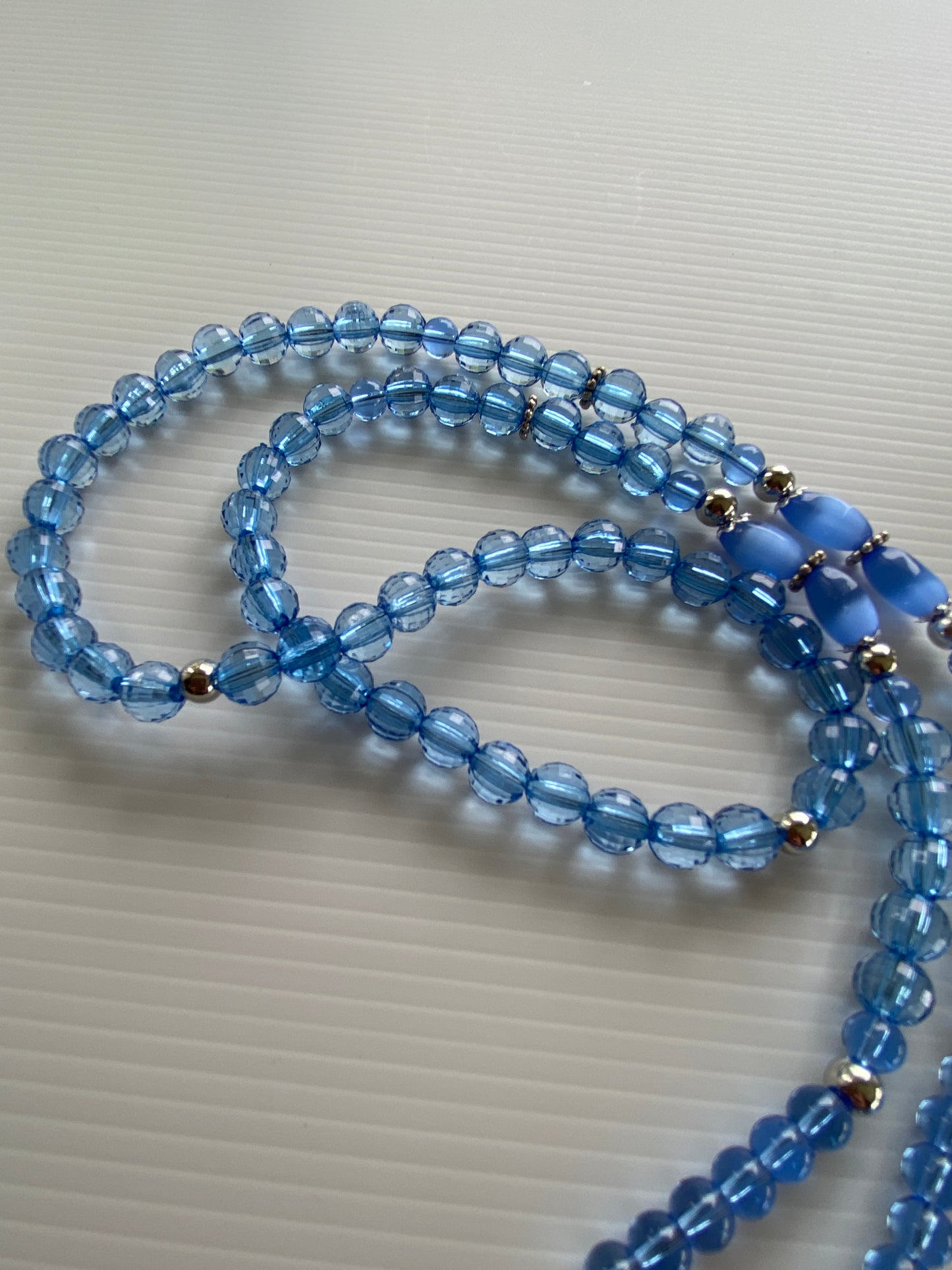Blue CatsEye Eyeglass Sunglass Spectacle Beaded Chain Holder