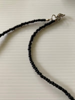 Black  Beaded Short Necklace Choker Blue Grey Glass pearl shiny round disc drops