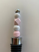 Wine Stopper Beaded Pink & White Gift Idea Beaded accessory