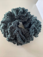 Hair Scrunchie Crochet Handmade Elastised Full Ruffled Bottle Green Christmas