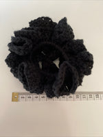 Hair Scrunchie Crochet Handmade Elastised Full Ruffled Black Casual wear work