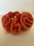 Hair Scrunchie Crochet Handmade Elastised Full Ruffled Mandarine Burnt Orange