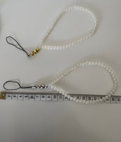 Mobile Phone Beaded Wrist Strap White Pearl Wrist Wrap Lightweight  Gold/Silver