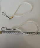 Mobile Phone Beaded Wrist Strap White Pearl Wrist Wrap Lightweight  Gold/Silver