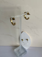 Gold Plate Diamonte unclosed Hoops with Gold Plate Diamonte Stud Earring Duo Set