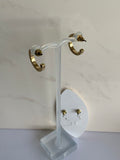 Gold Plate Diamonte unclosed Hoops with Gold Plate Diamonte Stud Earring Duo Set