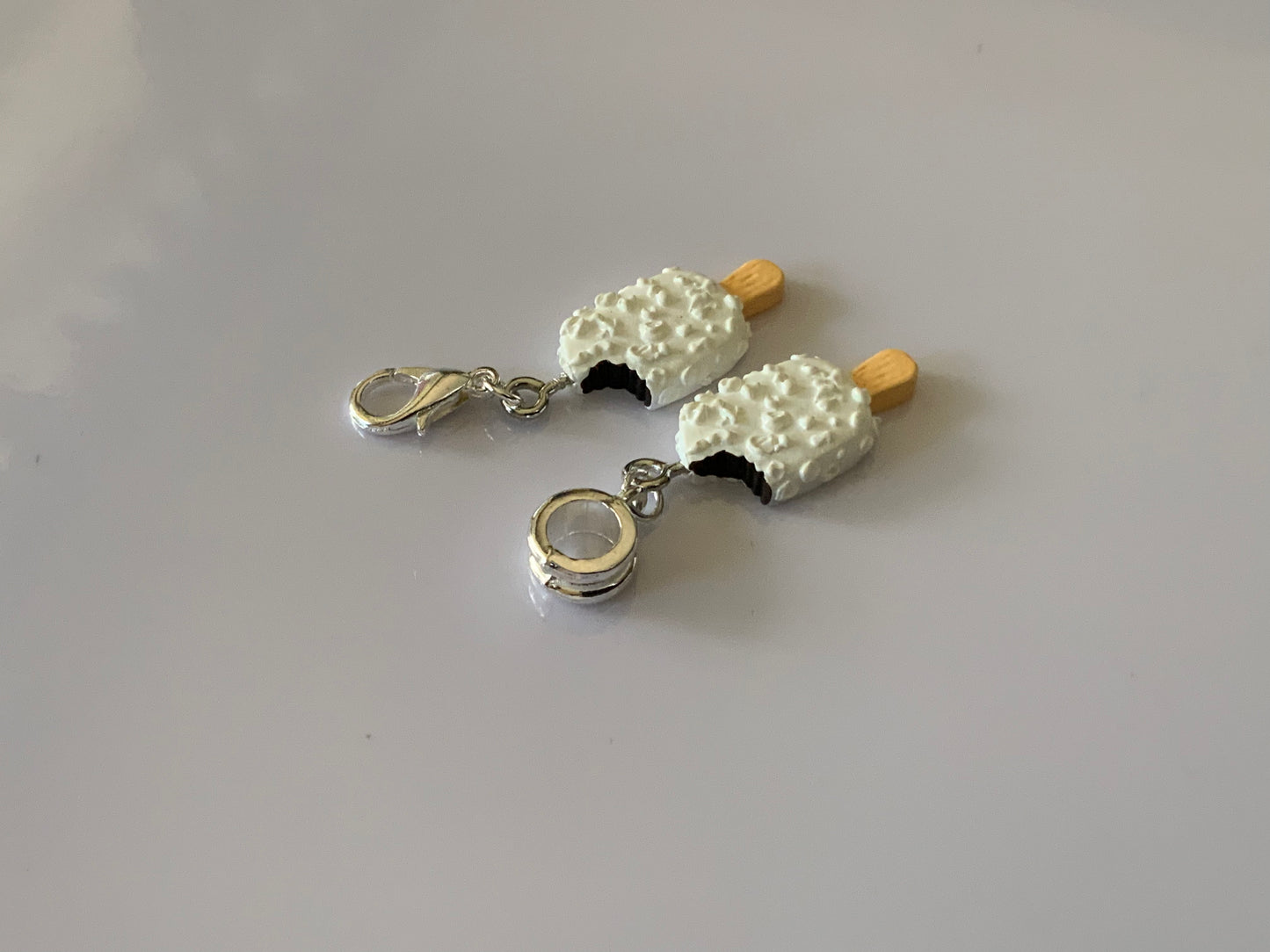 Ice-Cream Vanilla  Charm Clip-On, European, KeyRing, Zipper Pull, Handbag