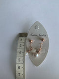 Round Cream Pearl  Rhinestone Drop with Rose Gold Stud Earrings Duo Set Pierced