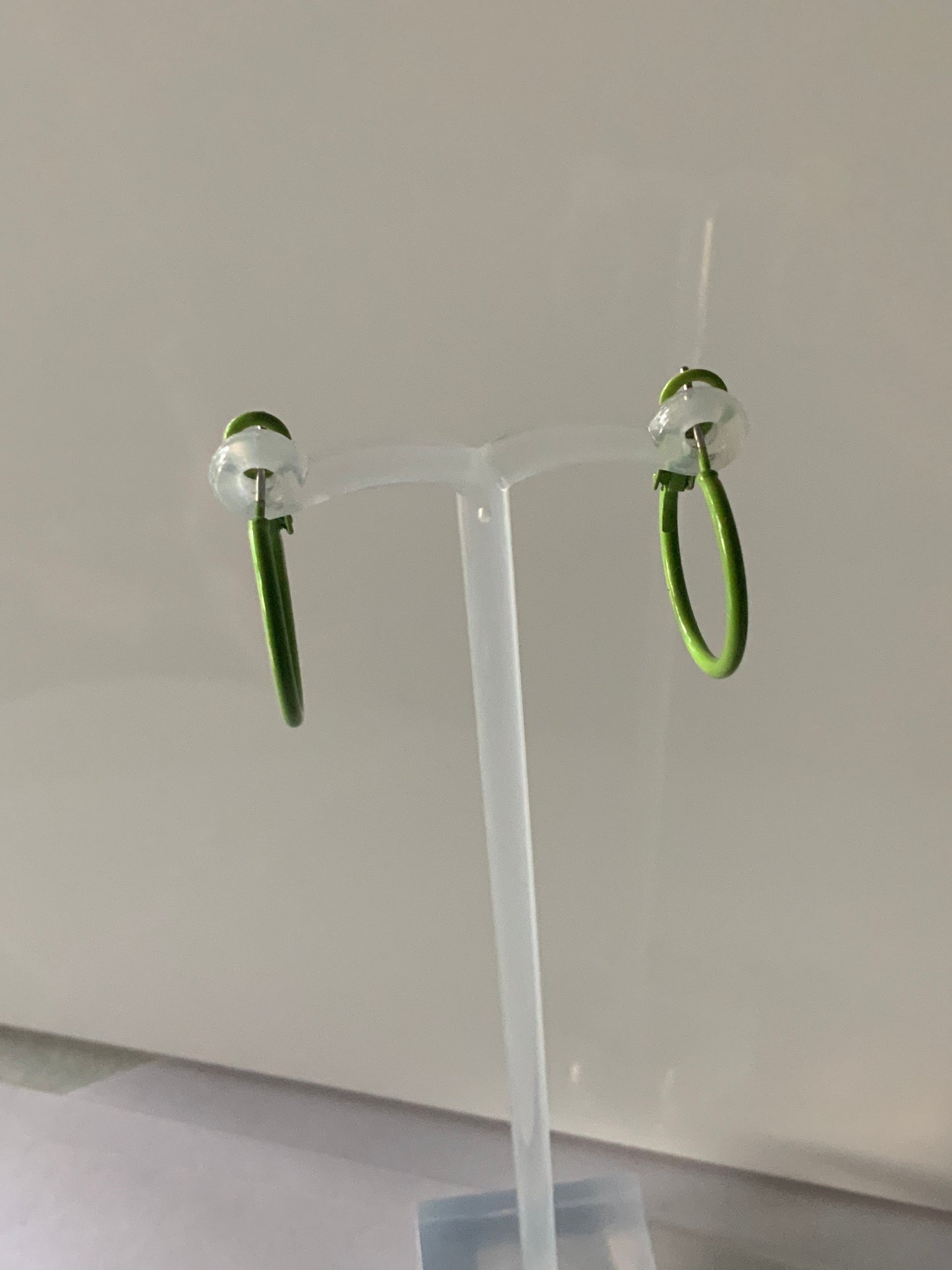 Hoop & Stud Pierced Earrings Set of 2 Apple Green Colour