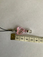 Mobile Phone Dangle Charm Pink Heart Clear Square Silver Plate Accents