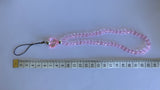 Mobile Phone Beaded Wrist Strap Pink Hearts Wrist Wrap Lightweight Handmade