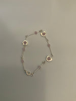Silver Plate Heart Pink Stone Bracelet Delicate