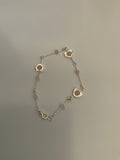 Silver Plate Heart Pink Stone Bracelet Delicate