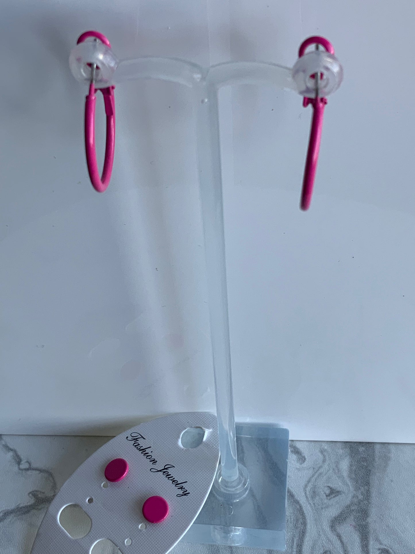 Hoop & Stud Pierced Earrings Set of 2 Hot Pink  Barbie Inspired Pink