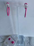 Hoop & Stud Pierced Earrings Set of 2 Hot Pink  Barbie Inspired Pink