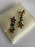 Vintage-Look Boho Floral Dangle Earrings Pierced Orange & Red lovely detailed