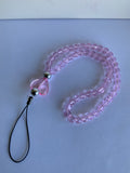 Mobile Phone Beaded Wrist Strap Pink Hearts Wrist Wrap Lightweight Handmade