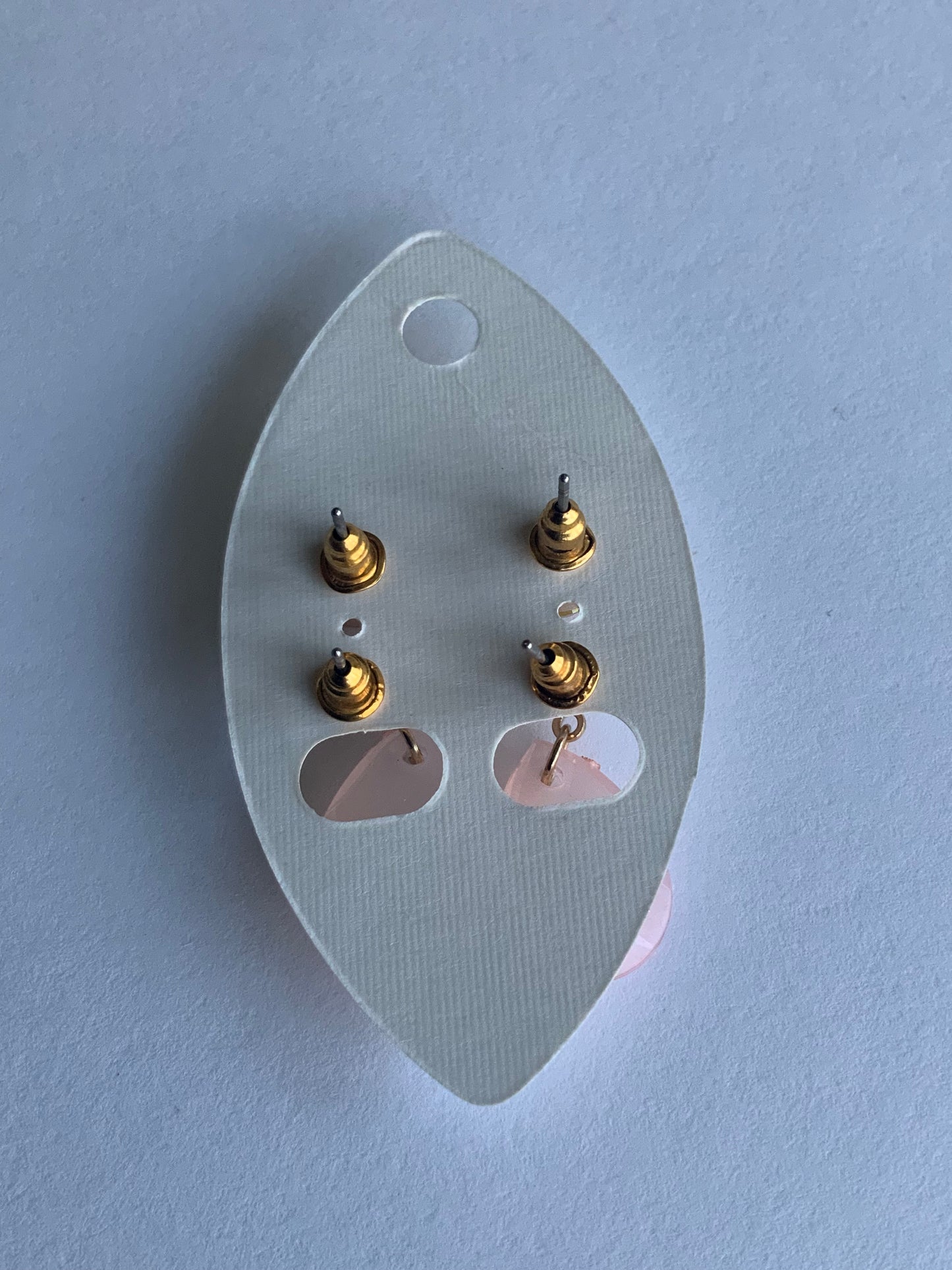 Rose Teardrop Dangle Drop with Round Rose Stud Earrings Duo Set Pierced