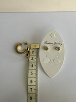 Gold Plate Diamonte unclosed Hoops with Gold Plate Diamonte Stud Earring Duo Set