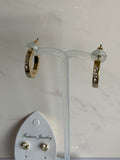 Gold Plate Diamonte unclosed Hoops with Gold Plate Diamonte Stud Earring Duo Set
