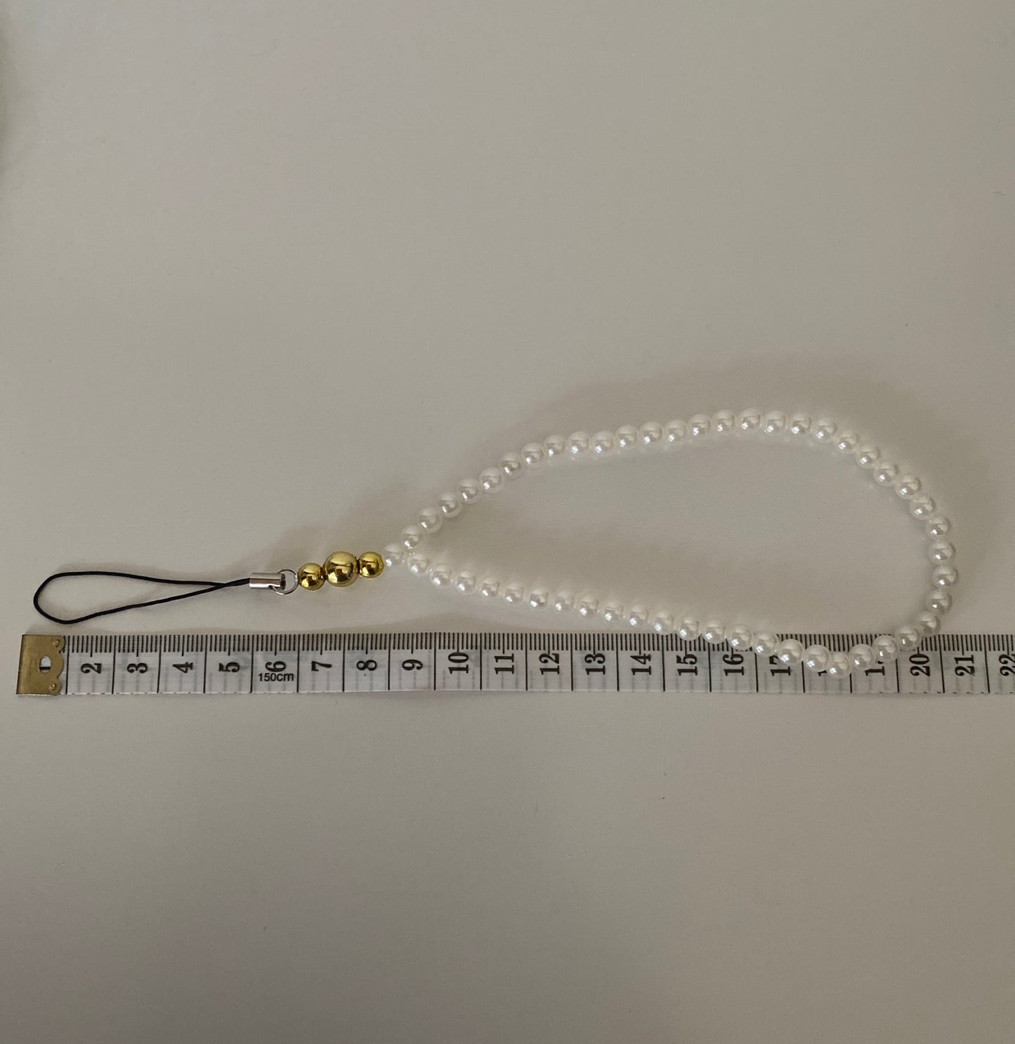 Mobile Phone Beaded Wrist Strap White Pearl Wrist Wrap Lightweight  Gold/Silver