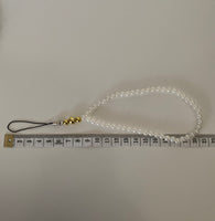 Mobile Phone Beaded Wrist Strap White Pearl Wrist Wrap Lightweight  Gold/Silver