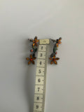 Vintage-Look Boho Floral Dangle Earrings Pierced Orange & Red lovely detailed