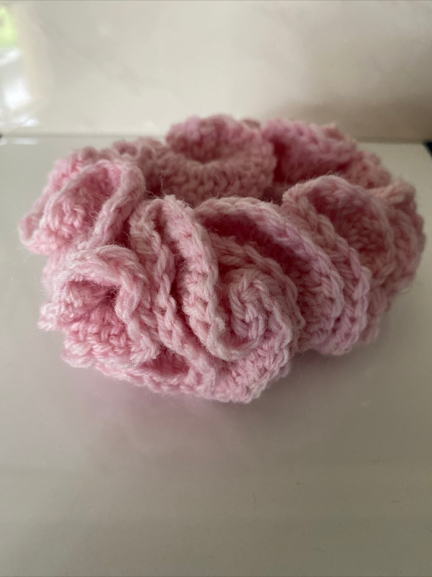 Hair Scrunchie Crochet Handmade Elastised Full Ruffled Musk Pink