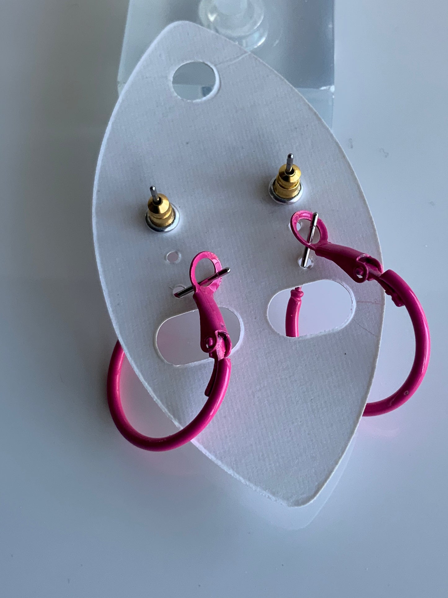 Hoop & Stud Pierced Earrings Set of 2 Hot Pink  Barbie Inspired Pink