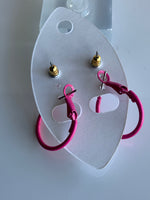 Hoop & Stud Pierced Earrings Set of 2 Hot Pink  Barbie Inspired Pink
