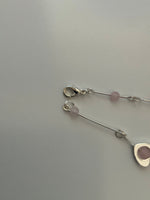 Silver Plate Heart Pink Stone Bracelet Delicate