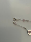 Silver Plate Heart Pink Stone Bracelet Delicate