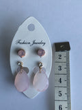 Rose Teardrop Dangle Drop with Round Rose Stud Earrings Duo Set Pierced
