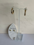 Gold Plate Diamonte unclosed Hoops with Gold Plate Diamonte Stud Earring Duo Set
