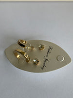 Gold Plate Diamonte unclosed Hoops with Gold Plate Diamonte Stud Earring Duo Set