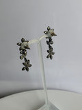 Vintage-Look Boho Floral Dangle Earrings Pierced Orange & Red lovely detailed