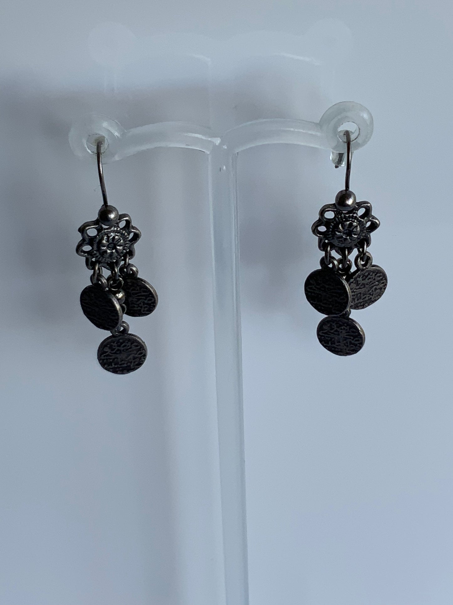 Bronzetone small cluster  Coin Dangle Drop Lightweight Earrings Pierced Casual