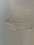 Silver Plate Heart Pink Stone Bracelet Delicate