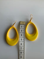 Retro style Yellow Oval Dangle Earrings Gold Plate Pierced - Clip-On Available