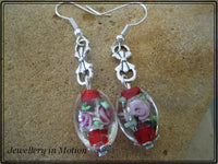 Red Lampwork Dangle Earrings Pierced or Clip-On Available