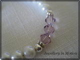 Glass Pearl and Birthstone Swarovski Crystal Bracelet. ~ February~ Amethyst~