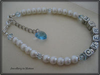 Personalized Adult Bracelet Glass Pearls & Birthstones