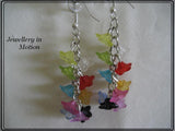Rainbow of Colour Flower Cluster Earrings your choice Pierced or Clip-On
