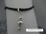 Silk Cord Anklet Black & Silver Spacer Beads